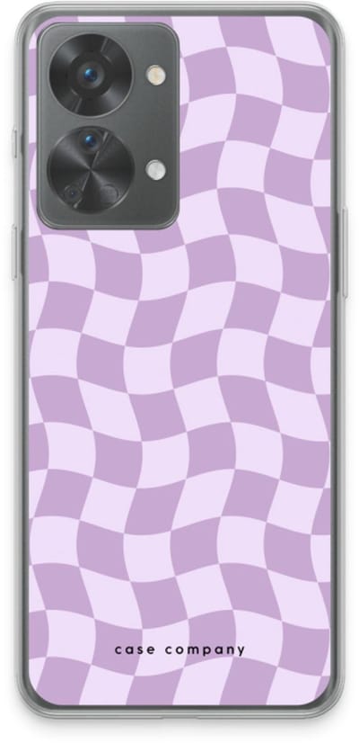Case Company® - Hoesje geschikt voor OnePlus Nord 2T hoesje - Grid Paars - Soft Cover Telefoonhoesje - Bescherming aan alle Kanten en Schermrand