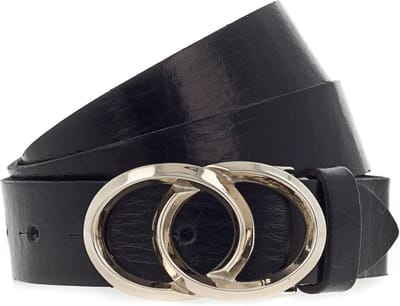 b.belt Leren Riem Lola Gold Belt W75 Black Zwart