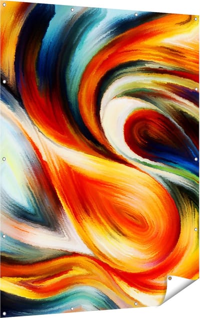 Gards Tuinposter Abstracte Kunst van Kleurrijke Verf - 120x160 cm - Tuindoek - Tuindecoratie - Wanddecoratie buiten - Tuinschilderij