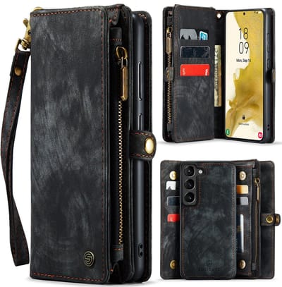 Solidenz Hoesje - geschikt voor Samsung A55 Hoesje Wallet - Solidenz Wallet Case A55 - Telefoon Hoesje A55 - Portemonnee Hoesje A55 - 2 in 1 Hoes - Uitneembare Backcover - Zwart