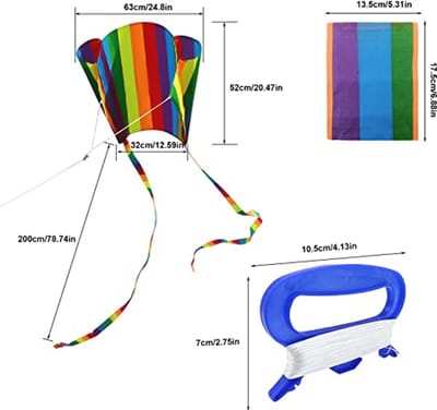 Kleurrijke Vlieger voor Kinderen – Regenboog Zakvlieger met Lange Staart – Perfect voor Strand en Buitenactiviteiten