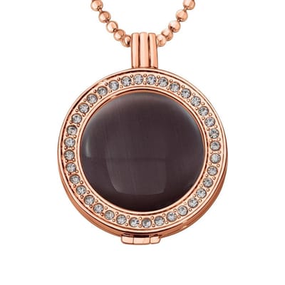 Munthouder met Ketting en Munt 33mm Cat's Eye Paars - Roségoudkleurig met Zirkonia - ERHS695