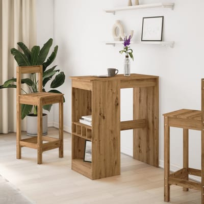 vidaXL - Bartafel - met - rekken - 90x47,5x103,5 - cm - hout - artisanaal - eikenkleur
