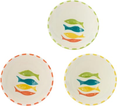 J-Line schaal Vis - keramiek - medium - set van 3