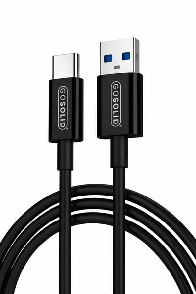 GO SOLID! ® USB A naar USB C kabel - 1 Meter Oplaadkabel Geschikt voor o.a. Samsung, iPhone 15, 16 en 17 - Zwart