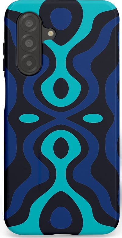 Casetastic Hoesje Geschikt voor Samsung A26 - Stijlvolle Beschermende Duo-layer Case - Blauwe Golf Lijnen