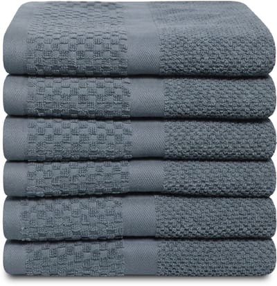 PHLOX Soft Popcorn Handdoeken 50x90 cm - Set van 6 - 100% Katoen 500 g/m2 - Ijsblauw