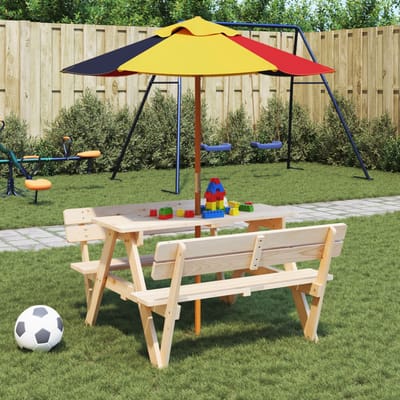 vidaXL - Parasol - voor - kinderen - met - houten - paal - Ø120x140 - cm