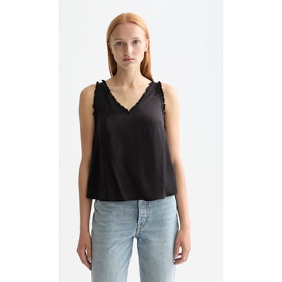 Scotch & Soda V-neck Ruffle Tank Meteorite Taglia: 42 | Canottiere Outlet | Donna