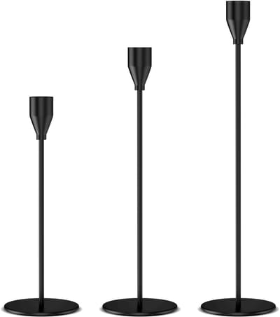 Dailygoods - Tafelkaarsenhouders - Set van 3 - Moderne stijl - Zwart - Kaarsenstandaard - Perfect voor bruiloften - Geschikt voor diner bij kaarslicht