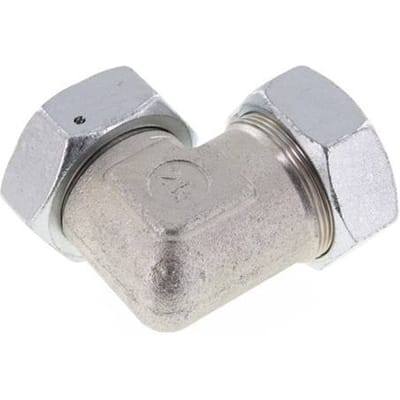 M52x2 x 42L Verzinkt Stalen Verstelbaar L-Fitting 90graden met Afdichtconus en O-ring 160 Bar DIN 2353 - FL2E-NC-EZN-52-42-LO