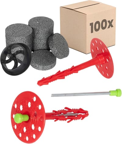 Isolatiepluggen Set - Bevestigingspluggen Gevelisolatie - WDVS Systemen - ETA Gecertificeerd - Ø8x160mm - Rood