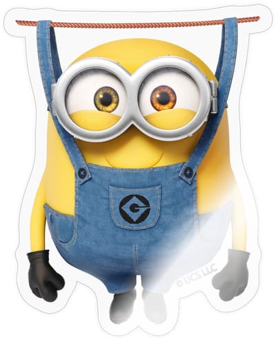 Minions Bob Aan De Waslijn Sticker maat S (10 x 10 cm)