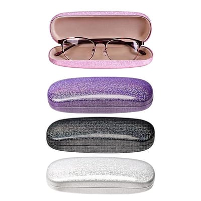 Brillenkoker - 4 Stuks - Hardcase - Universeel - Brillendoos - Brillenhoes - Brillenetui - Fluwelen Binnenvoering - Brillendoos Dames Heren - Eyeglass Case for Sunglasses and Eyeglasses - Hard Shell Brillendoos - Zwart/Wit/Roze/Paars