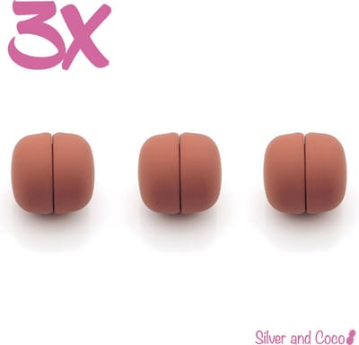 SilverAndCoco® - Hijab Magneten | Magneet voor Hoofddoek - Rood Bruin (3 stuks) + opberg tasje
