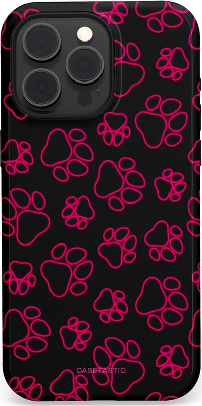 Casetastic Hoesje Geschikt voor Apple iPhone 15 Pro Max Magsafe - Stijlvolle Beschermende Duo-layer Case - Neon pootjes
