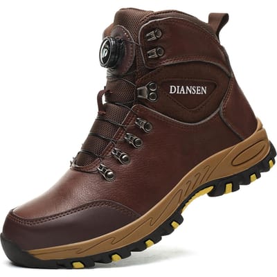 Chaussures de sécurité à embout en acier léger Baskets de travail pour hommes Bouton rotatif Bottes de sécurité de travail faciles à porter Chaussures de travail de sport respirantes Bottes pour hommes 40 marron