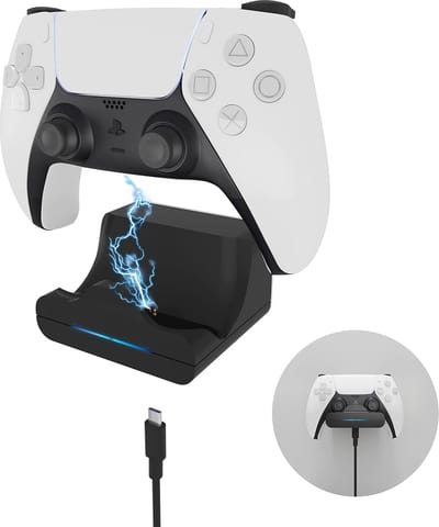 SnelShoppen - Oplaadstation voor Wandmontage PS5 DualSense-controller - Gamepad Charger Dock met 1 m USB Type-C-kabel - Overbelasting Bescherming - Ge