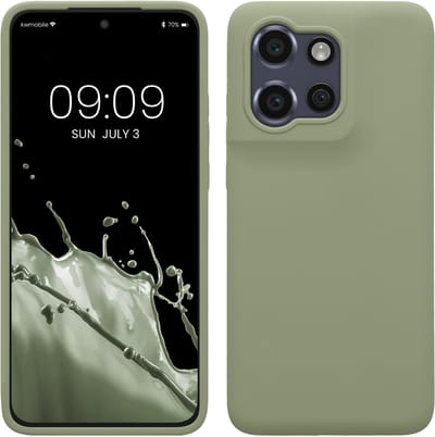 kwmobile telefoonhoesje geschikt voor Motorola Edge 60 Neo / Edge 50 Neo / ThinkPhone 25 - Hoesje met siliconen coating - Smartphone case in grijsgroen
