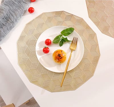Without Lemon - Set van 4 - Placemats - Goud - KubusRond - Tafelversiering - Decoratie - Onderzetters - Kerstcadeau tip - ø38cm
