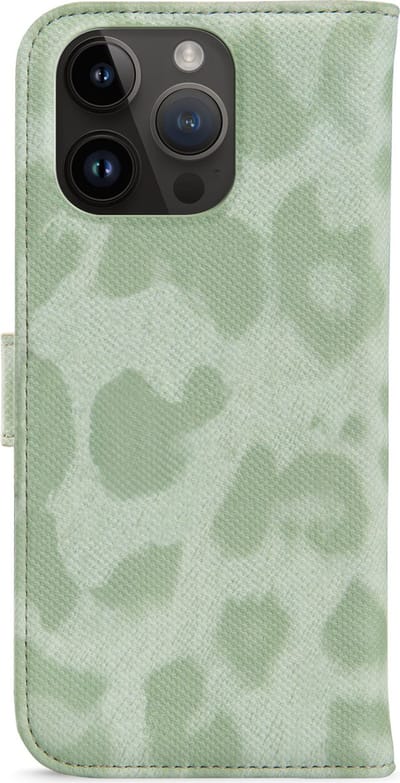 My Style Telefoonhoesje geschikt voor Apple iPhone 14 Pro Hoesje | My Style Flex Wallet Bookcase Portemonnee | Pasjeshouder voor 3 Pasjes | Telefoonhoesje voor Pinpas / OV Kaart / Rijbewijs - Green Leopard | Groen