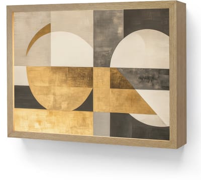 Wandlamp 40x30 cm - Oplaadbaar - Abstract - Goud - Grijs - Vormen - Geometrisch - Wandlampen binnen woonkamer - Slaapkamer lamp - Decoratieve nachtlamp - Vloerlamp draadloos
