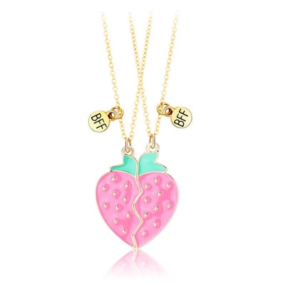 Bixorp Friends BFF Ketting voor 2 met Aardbei - Goudkleurig - Vriendschapsketting - Koppel Cadeau