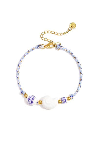 Bijoutheek Armband (Sieraad) Summer Vibe Touw Kralen Schelp Blauw