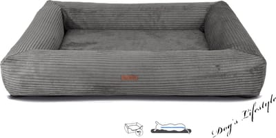 Orthopedische Hondenmand Ribbed Deluxe Rechthoek Antraciet 100cm XL Wasbare hoes!