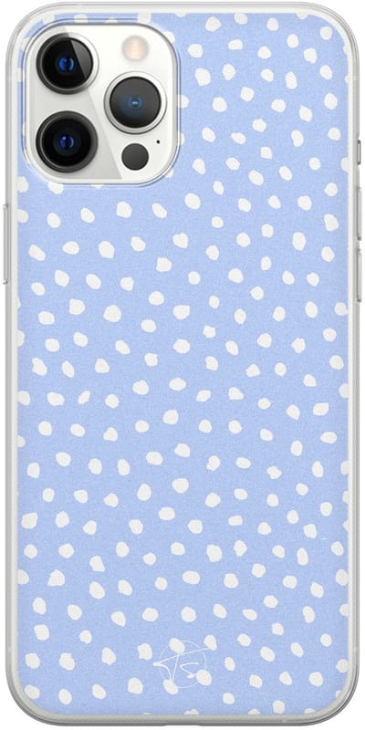Hoesje geschikt voor iPhone 12 Pro Max - Paars lila stippen - Soft Case - TPU - Gestipt - Paars - Mooie Telefoonhoesjes