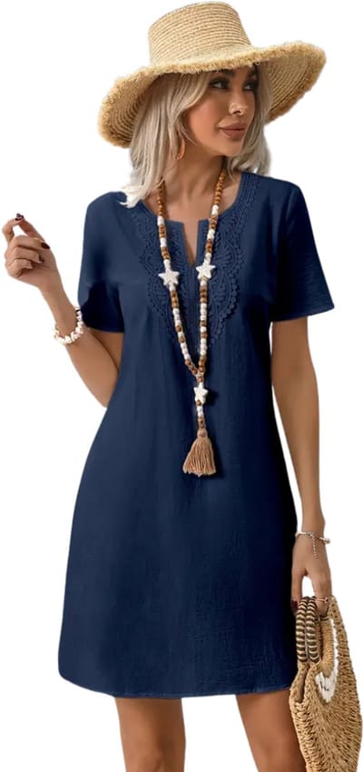 Livano Zomerjurk Dames - Zomerjurken - Volwassen - Jurk - Ibiza Stijl - Sundress - Blauw - Maat S