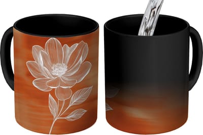 Magische Mok - Foto op Warmte Mokken - Koffiemok - Bloem - Minimalistisch - Wit - Magic Mok - Beker - 350 ML - Theemok
