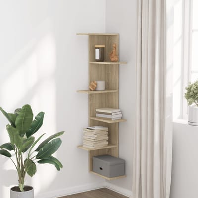 vidaXL - Hoekwandschap - 36,5x36,5x140 - cm - bewerkt - hout - sonoma - eikenkleurig