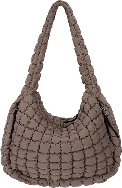 Grote Gevoerde Schoudertas, Draagbare Puffy Tote, Comfortabele Hobo Bag voor Dagelijks Gebruik