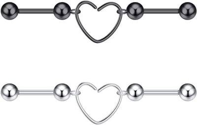 Tragus en Helix Piercing Set van 2 Stuks in Chirurgisch Staal voor Vrouwen en Mannen met CZ Barbell Studs en Flat Design