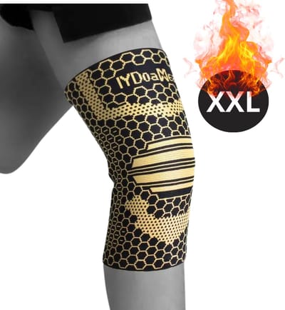Bovista Kniebrace - Sportbrace Knie - Knee Sleeves - Knee Sleeves Powerlifting - Compressie Knie Brace - Knee Wraps - Knee Support - Dames - Heren - Koper - Maat XXL