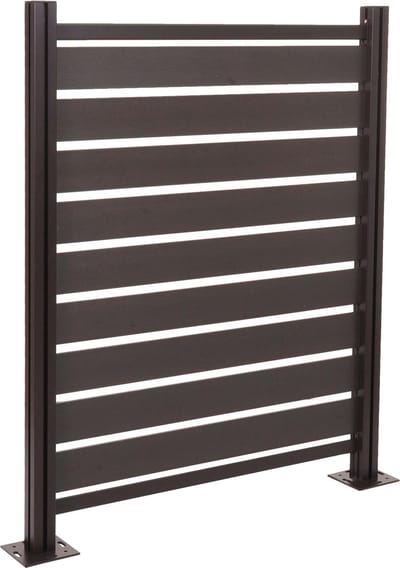 Aluminium afvalemmerhek MCW-K57, basiselement afvalemmerbekleding, houtlook uitschuifbaar 130x110x6cm ~ antraciet