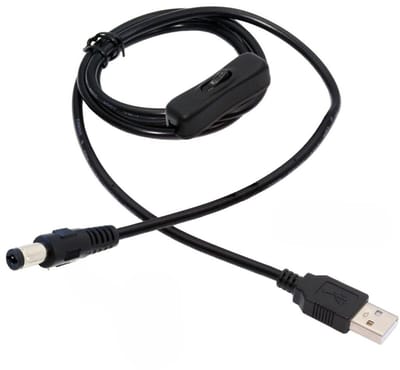 Allecto - USB Power Switch Extension Cable - USB 2.0 Male naar DC 5.5x2.1mm - met Aan/Uit Schakelaar - 1M - handig voor thuisgebruik - geschikt voo...