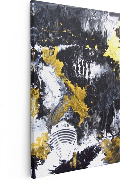 Artaza Canvas Schilderij Abstracte Kunst - 20x30 cm - Klein - Muurdecoratie Woonkamer - Wanddecoratie Goud - Kamer Accessoires