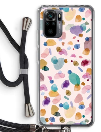 Case Company® - Hoesje met koord geschikt voor Xiaomi Redmi Note 10 Pro hoesje met Koord - Terrazzo Memphis - Telefoonhoesje met Zwart Koord - Bescherming aan alle Kanten en Over de Schermrand
