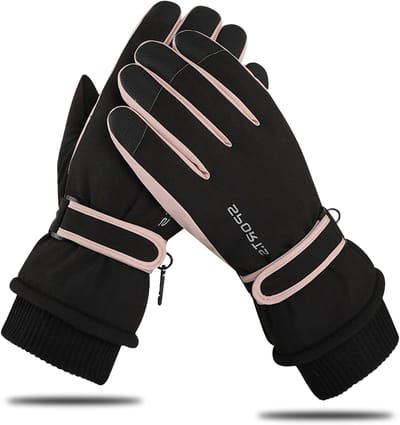 Dames Winterhandschoenen - Warme, Waterdichte en Antislip Handschoenen voor Skiën, Fietsen en Hardlopen in Zwart en Roze, One Size