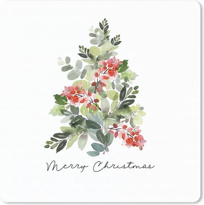 Muismat 20x20 cm - Mousepad Kerst - Waterverf - Kerstboom - Muismatten - Kerst - Cadeau - Kerstcadeau voor mannen en voor vrouwen