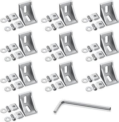 Hoekverbinder Aluminium - Bevestigingsmateriaal Profielen - Doe-het-zelf Projecten - Voor 20x20mm Profielen - 35x28x35 mm - Zilverkleurig