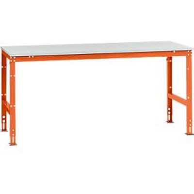 Manuflex werktafel UNIVERSAL Standaard, 2000 x 1000 mm, melamine lichtgrijs, roodoranje