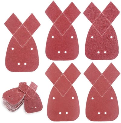 60-delige driehoekige schuurpapier set met 2 extra tips voor detail schuurmachines, diverse korrelgroottes 40/60/80/120/240 voor perfect afwerken