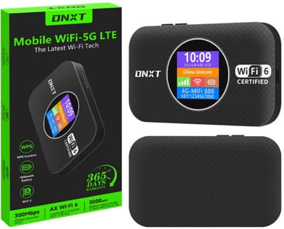 DNXT 4G LTE WiFi Router zonder Simkaart – Draagbare MiFi Hotspot – Mobiel Internet Router – WiFi 6 – 300 Mbps – Draadloze Simkaart Router voor Thuis, Reizen, Camper, Studenten, Backup Internet-Zwart