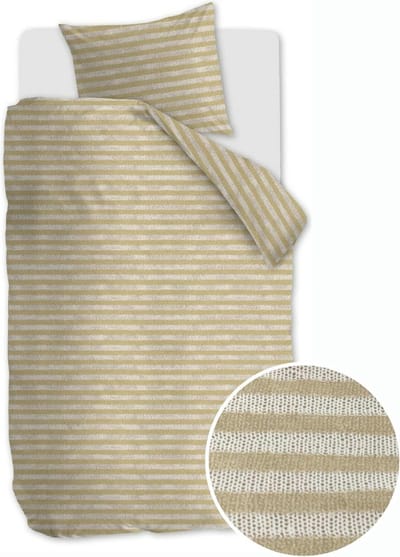 Ariadne at Home Knit Stripes dekbedovertrek - Eenpersoons - 140x200/220 - Naturel