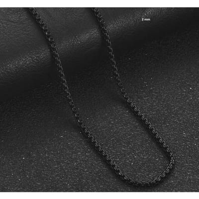 Aramat Jewels - Zwarte stalen jasseron ketting - schakelketting unisex