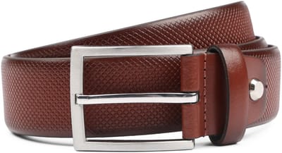 Suitable Riem Structuur Leer Cognac - Maat 95 - Heren leren broekriem / broeksriem - Ceintuur - Riem formeel