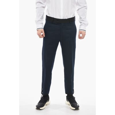 Slim Fit TOM-broek met contrasterende randen en enkelknopen in blauw